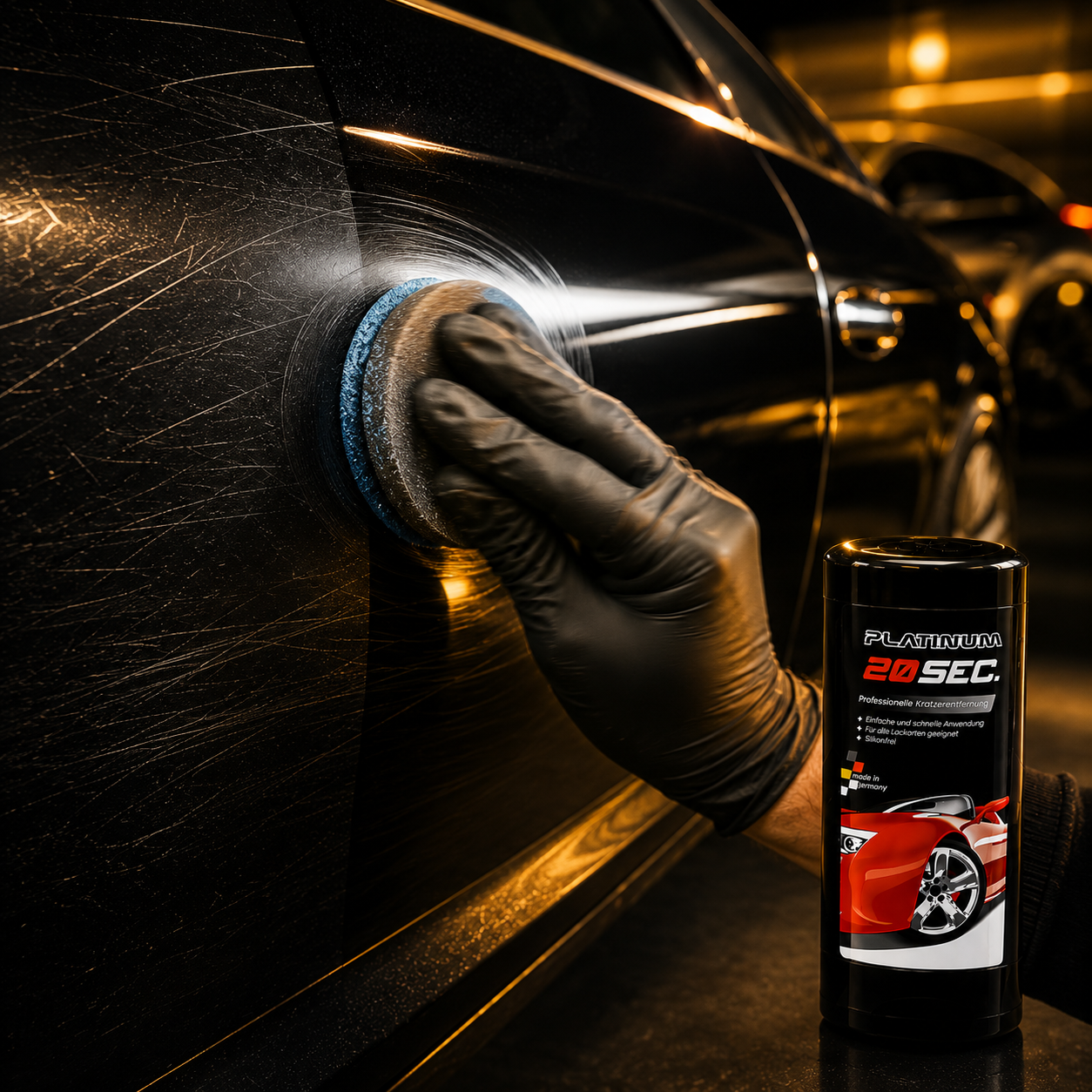 Platinum 20 Seconds — Soluție Eliminare Zgârieturi Auto cu Burete Special